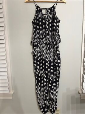 Parker Black and White Printed Sleeveless Jumpsuit